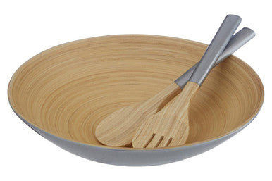 Kyoto Silver Bamboo Salad Servers | Handcrafted Set of 2