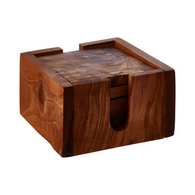Set of 4 Olive Wood Square Coasters | Kora