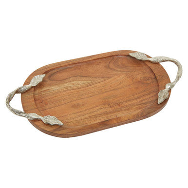 Acacia wood tray styled with coffee and cups