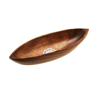 Boat shaped serving dish shown from above