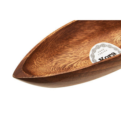 Acacia boat dish styled as a centrepiece