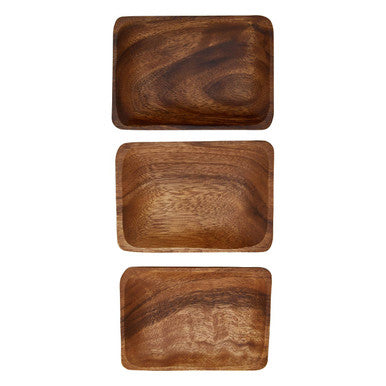Kora acacia set of three serving dishes