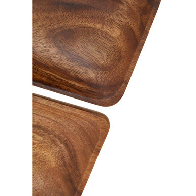 Side view of the acacia serving dishes
