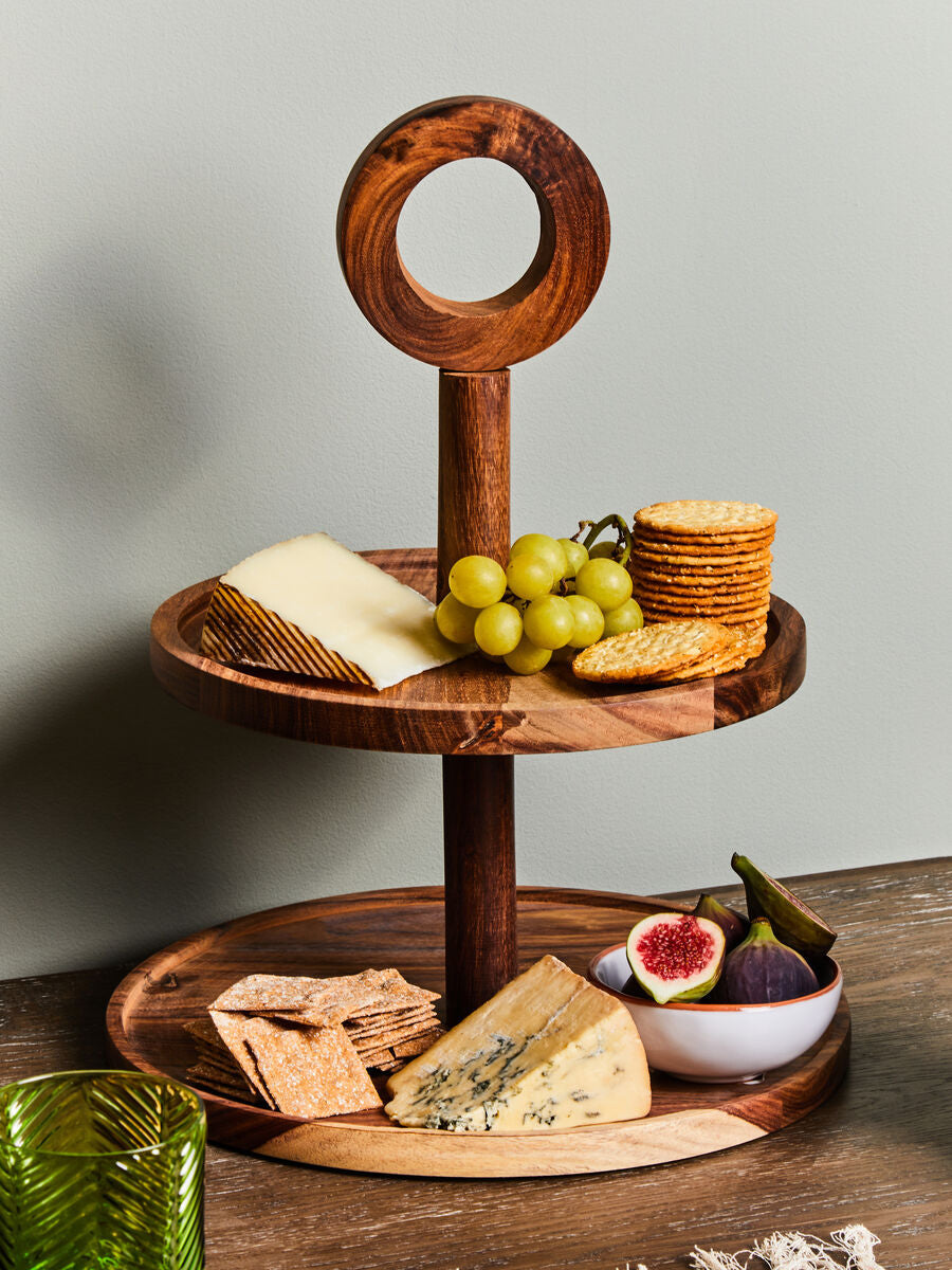 Kora Sheesham Wood 2-Tier Cake Stand
