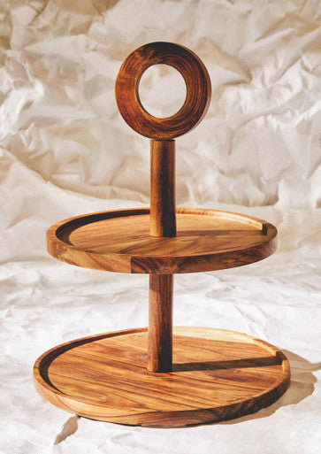 Kora Sheesham Wood 2-Tier Cake Stand