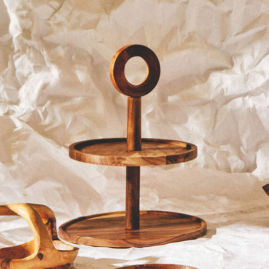Kora Sheesham Wood 2-Tier Cake Stand