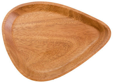 Curved triangular dish shown from above