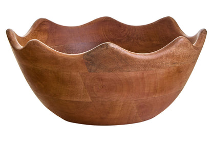 Kara Mango Wood Serving or Fruit Bowl with Scalloped Edge