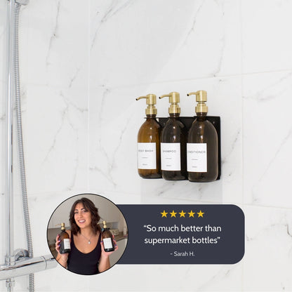 Namie Black Wall Bracket & Amber Glass Dispenser Set