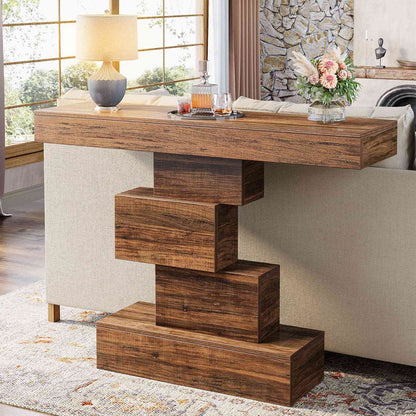 107cm Farmhouse Console Table | Geometric Base Sofa & Accent Table