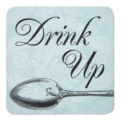 Set of Four Drink Up Cork Coaster | Lets Eat