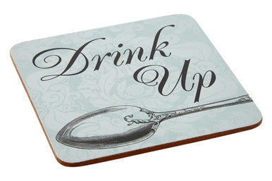 Set of Four Drink Up Cork Coaster | Lets Eat