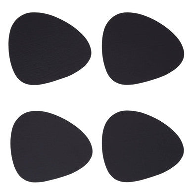 4 Piece Pebble Black Leather Coasters | Catlins