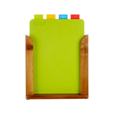 Dahra Set of 4 Multicoloured Chopping Boards with Wood Stand