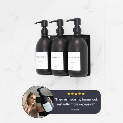 Namie Black Wall Bracket & Matte Black Dispenser Set