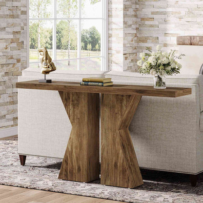 140cm Farmhouse Console Table with K-Shaped Frame | Entryway & Sofa Table