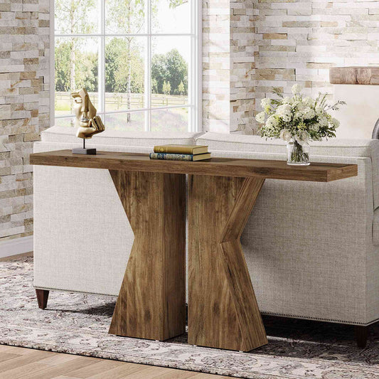 140cm Farmhouse Console Table with K-Shaped Frame | Entryway & Sofa Table