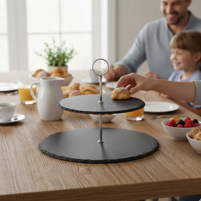 Slate 2-Tier Round Cake Stand