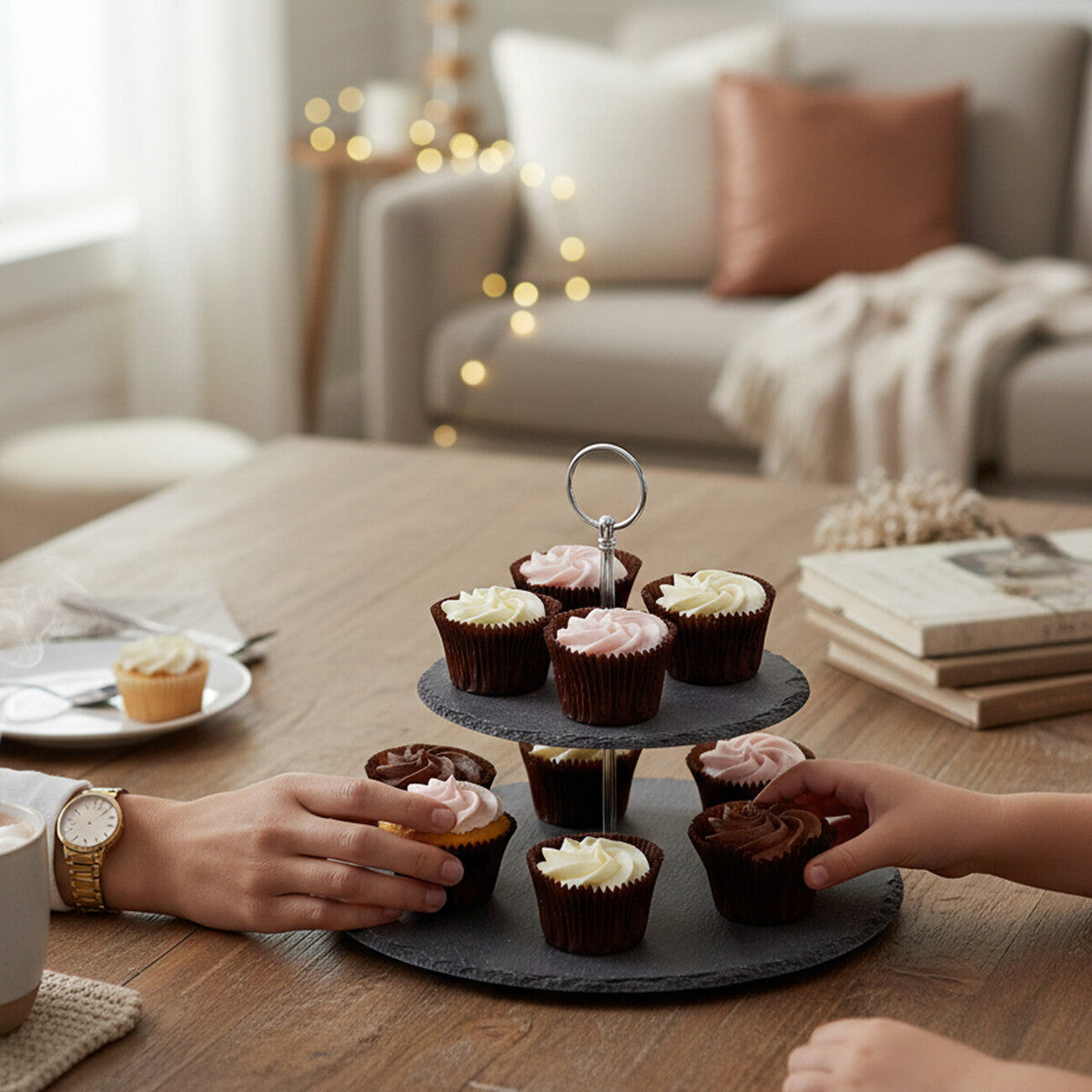 Slate 2-Tier Round Cake Stand