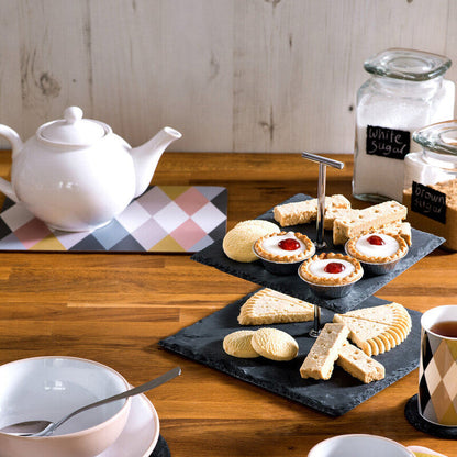 Slate 2-Tier Square Cake Stand