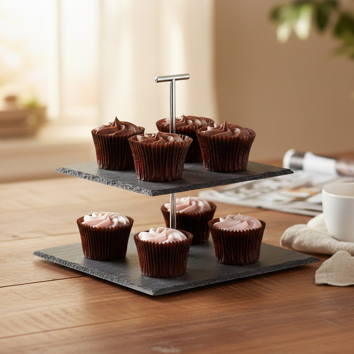 Slate 2-Tier Square Cake Stand