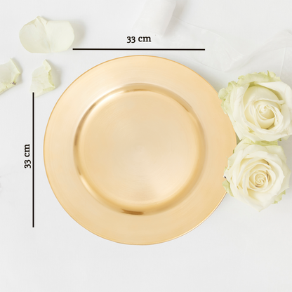 Dia Flat Gold Charger Plate, 33cm