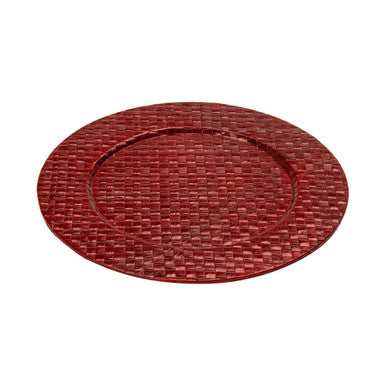 Red woven pandanus charger plate