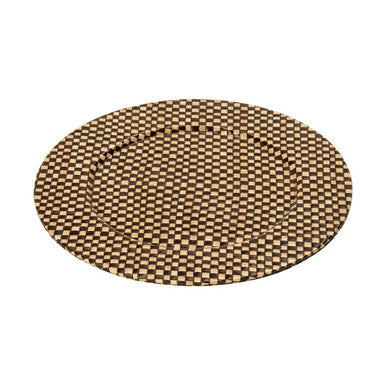 Black and natural woven pandanus charger plate, 33cm diameter