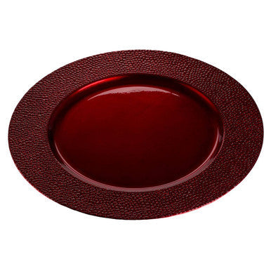 Red pebble-effect charger plate, 33cm diameter