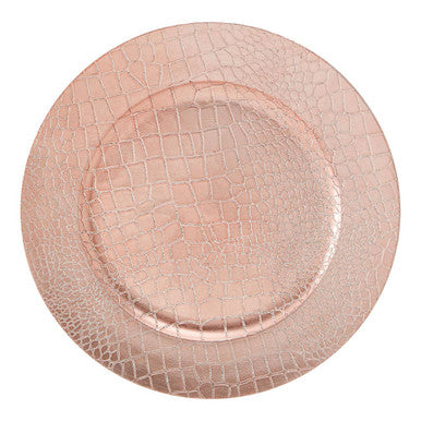 Rose gold pebble-effect charger plate, 33cm diameter