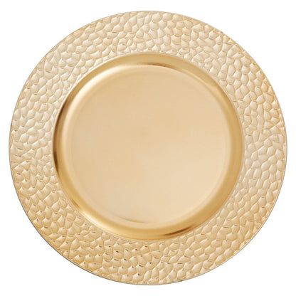 Gold charger plate styled on a dining table