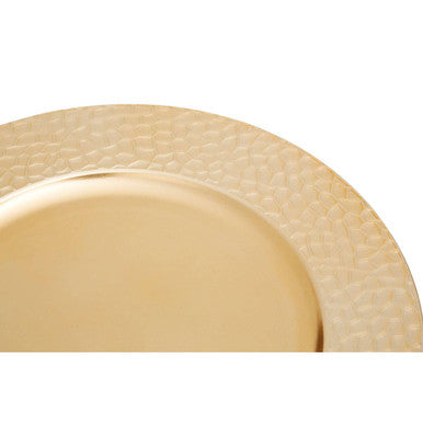 Dia Gold Charger Plate with Hammered Rim, 33cm