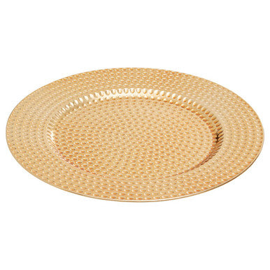 Gold hammered effect charger plate, 33cm diameter