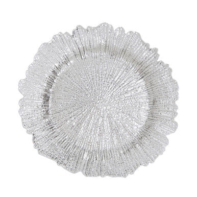 Silver reef-textured charger plate, 33cm diameter