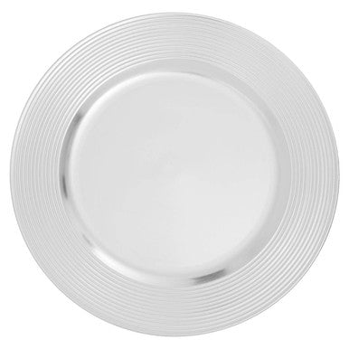 Silver charger plate with ribbed rim, 33cm diameter