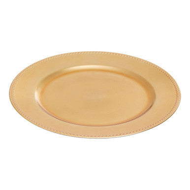 Gold dotted charger plate, 33cm diameter