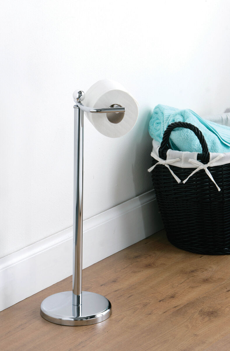 Chrome Bathroom Set Floor Standing Toilet Roll Holder