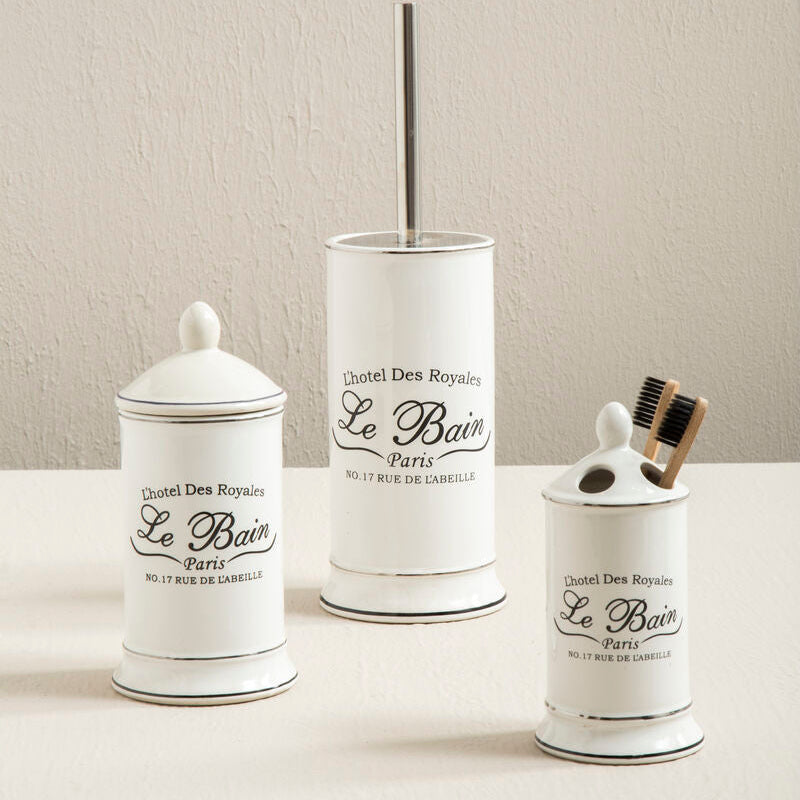 Le Bain White Stoneware Toilet Brush & Holder Set, 36 cm