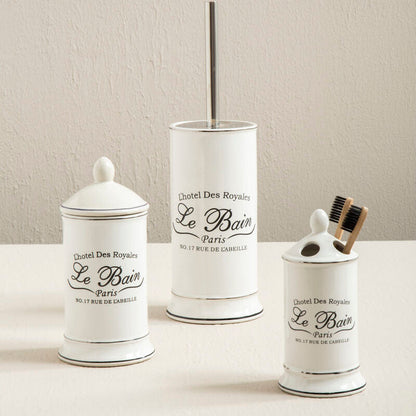 Le Bain White Stoneware Toilet Brush & Holder Set, 36 cm