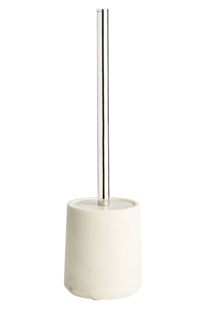 Abaska Off-White Marble Toilet Brush & Holder Set, 38 cm