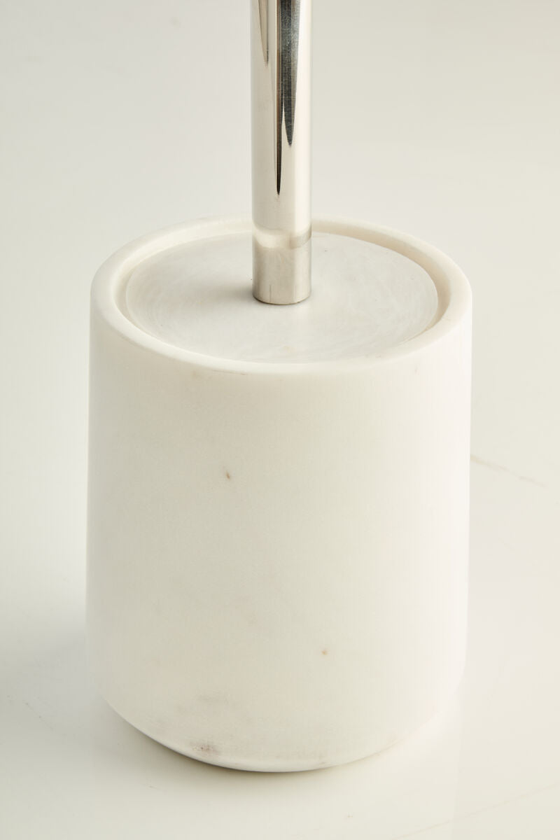 Abaska Off-White Marble Toilet Brush & Holder Set, 38 cm