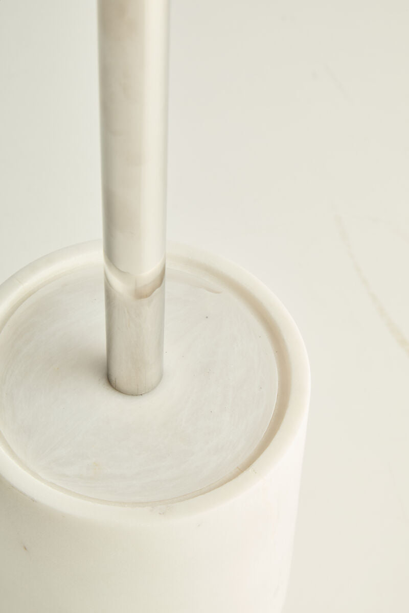 Abaska Off-White Marble Toilet Brush & Holder Set, 38 cm