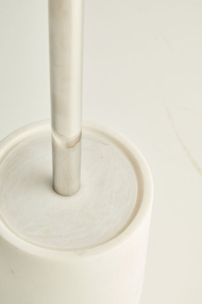 Abaska Off-White Marble Toilet Brush & Holder Set, 38 cm