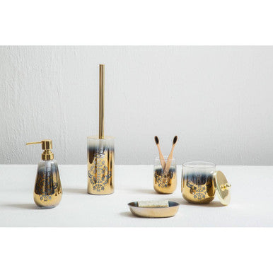 Close-up detail of the gold leaf motif on the Elissa Soap Dispenser