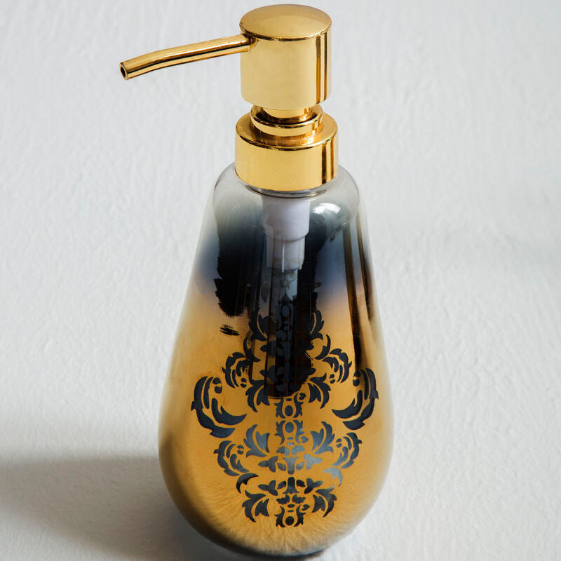 Elissa Gold Ombre Soap Dispenser, 395ml, glass with leaf motif