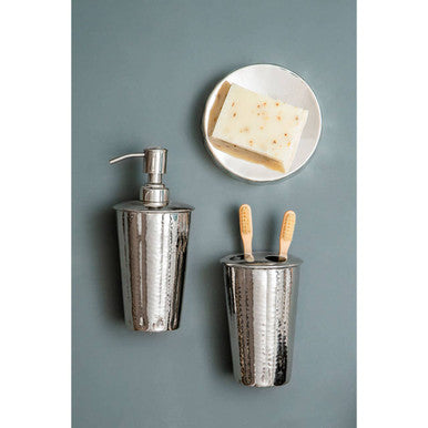 Vaco Hammered Bathroom Nickel Finish Toothbrush Holder