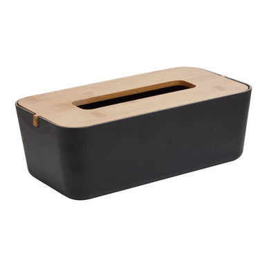 Canyon Black Bamboo Fibre Rectangular Tissue Box 26 cm