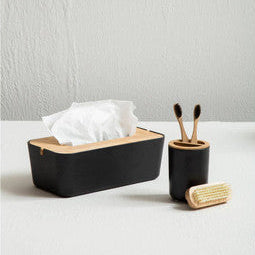 Canyon Black Bamboo Fibre Rectangular Tissue Box 26 cm