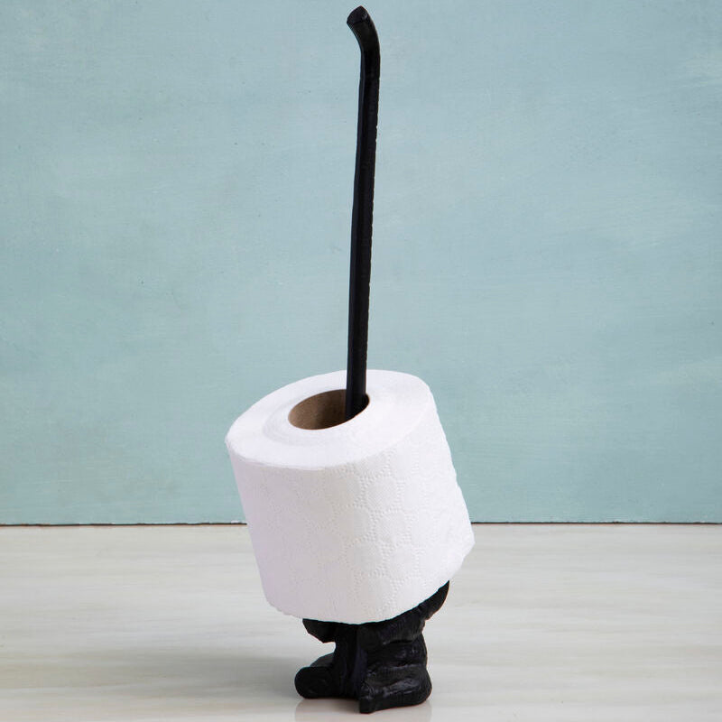 Fauna Black Metal Elephant Toilet Roll Holder