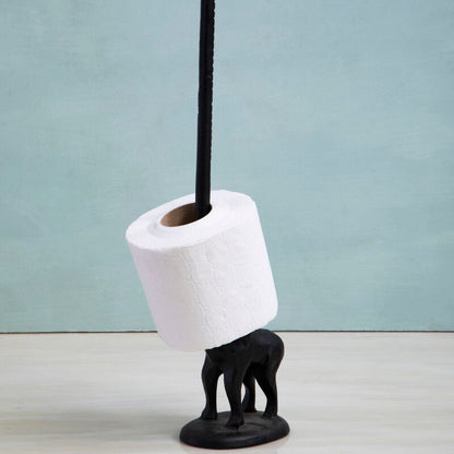 Fauna Black Finish Elephant Toilet Roll Holder